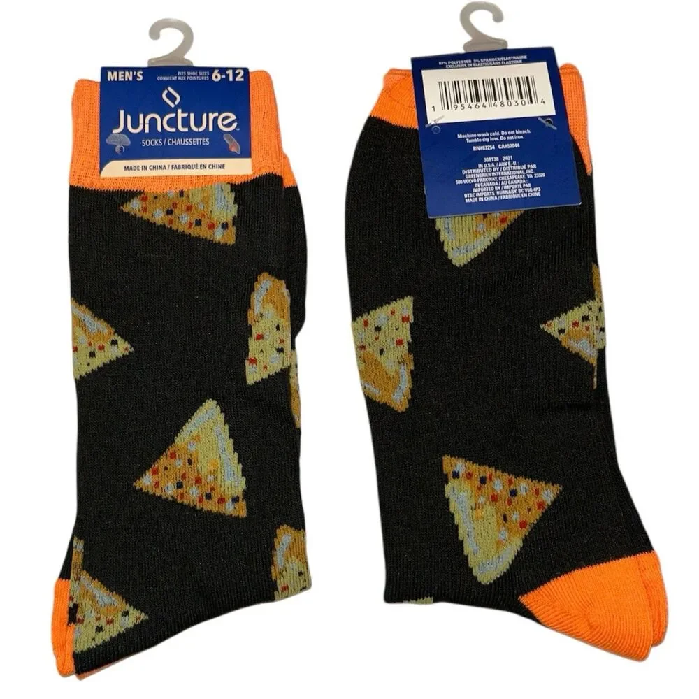 1x Juncture Mens Crew Socks Pizza Size 6-12